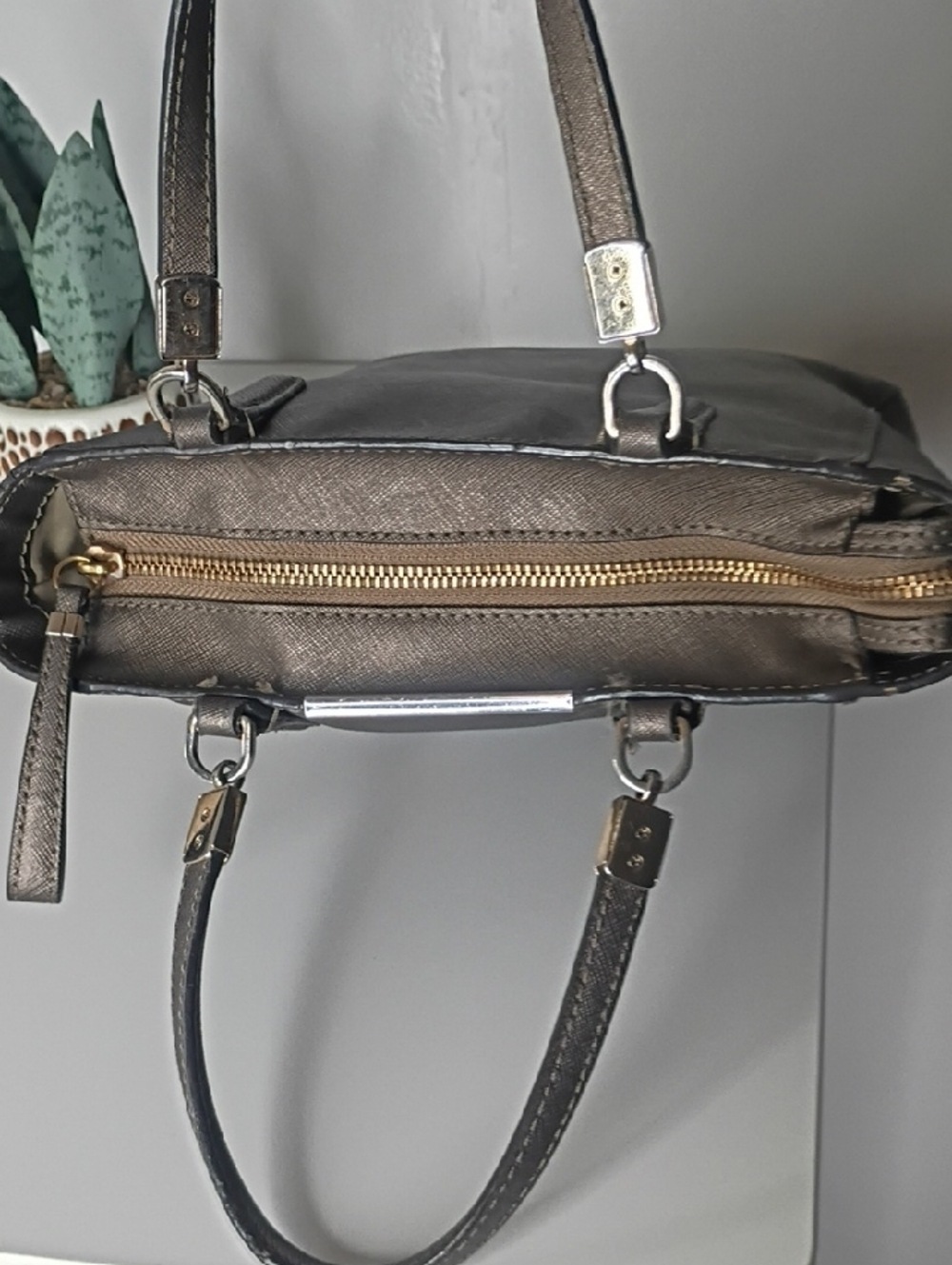 Coach Madison Saffiano Mini North South Tote Bronze Purse Bag - Picture 10 of 16